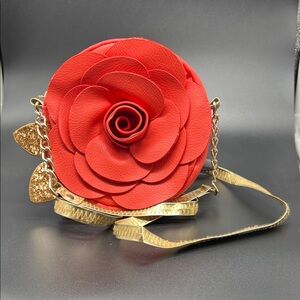 Disney Beauty and the Beast Rose Crossbody Bag Red Faux Leather